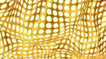 Golden Mesh Waves Abstract Metallic Texture with Perforated Surface Loop Animated video