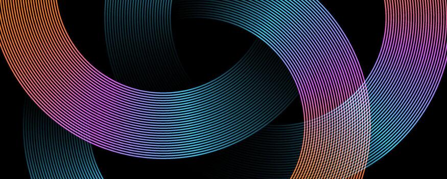 Blue orange lines techno abstract background overlap layer on dark space with circles effect decoration. Modern graphic design element stripes style concept for web, flyer, card, or brochure cover vector