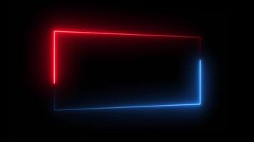 abstrato brilhando néon retângulo fronteira quadro, Armação animação isolado em Preto fundo video