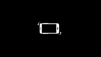 Turn the phone horizontally and vertically with arrow icon animation isolated on black background video