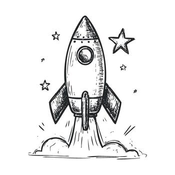 Launching a rocket into space inspired by adventure themes vector