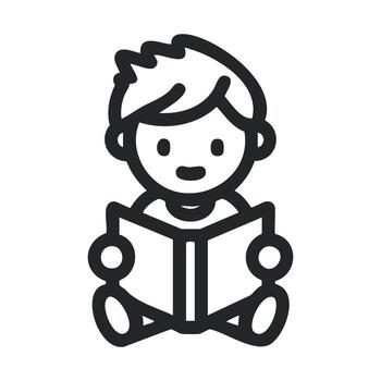 Child reading a book for early learning and development vector