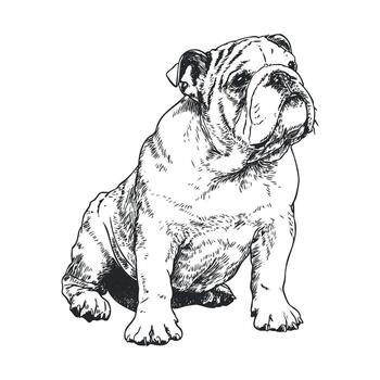 Detailed sketch of a sitting bulldog on a clean surface for design use vector