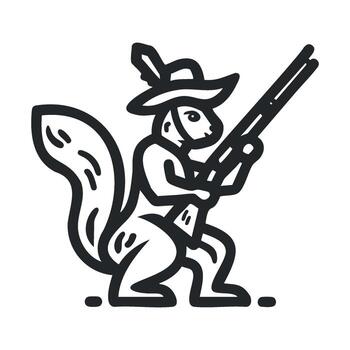 Squirrel hunter character design for playful artwork and branding vector