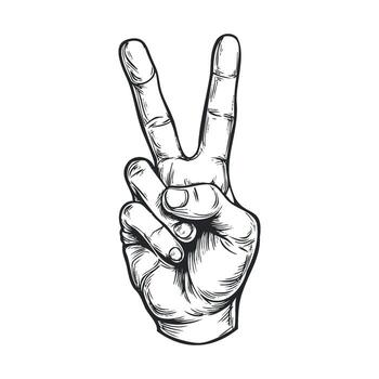 Hand gesture symbolizing peace and unity for designs and prints vector