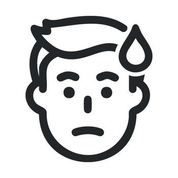 Worried expression of a person with sweat drops on forehead vector