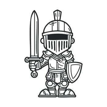 Caballero con espada y proteger para creativo diseño vector