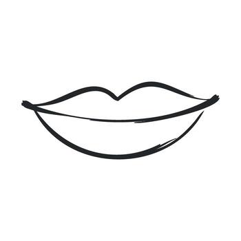 Smiling lips with simple line art design for creative projects vector