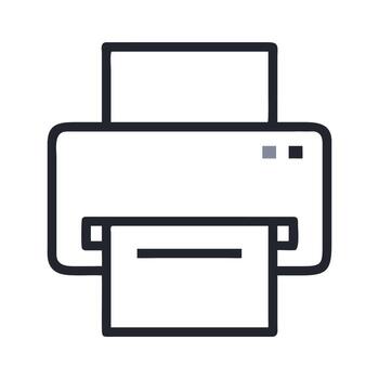 minimalista impresora icono en blanco antecedentes con papel salida vector