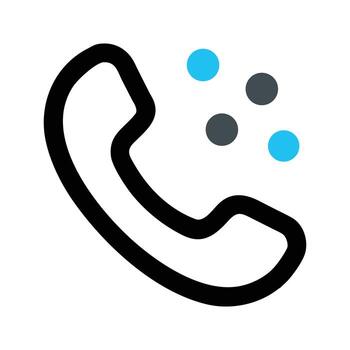 Outlined Telephone Receiver with Cyan and Gray Bubbles on White Background vector