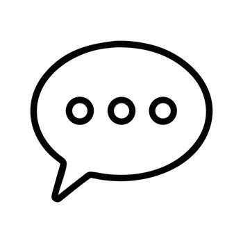 Black Speech Bubble Icon with Three Dots on White Background vector