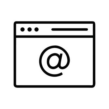 Minimalist Browser with At Sign Outline on White Background Icon Design vector