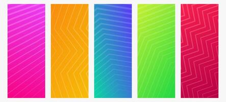 Set of modern gradient backgrounds with lines. Header banner. Bright geometric abstract presentation backdrops. Color illustration vector