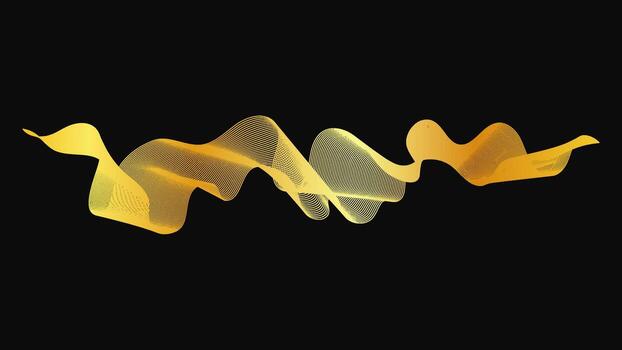 Abstract backdrop with luxury golden waves on dark background. Modern technology background, wave design. Color illustration vector