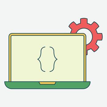 ordenador portátil programación código engranaje vector