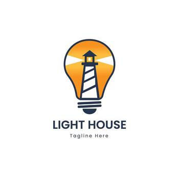 Lighthouse Lightbulb Logo Creative Idea and Guidance Symbol for Innovation Tech and Consulting Brands vector