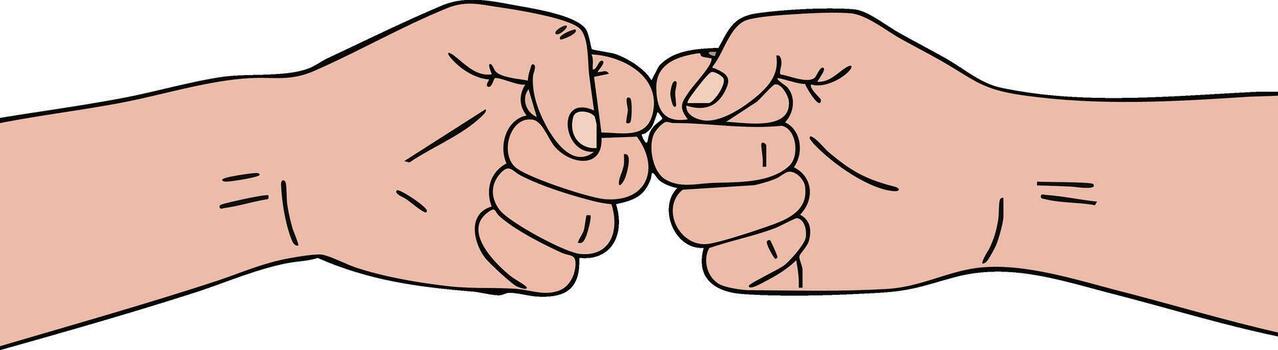Two hands making a fist bump gesture symbolizing friendship support and unity in style illustration vector