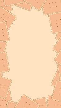 Vertical kawaii frame made of crispy cracker biscuits with empty center for text or image. Stock stories template illustration in flat style. vector