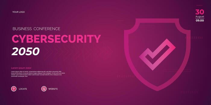 Modern Business conference Cyber security invitation poster template. Abstract geometric background with space for your text. Ideal for web banner, poster, flyer, social media vector