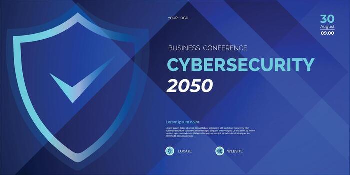 Modern Business conference Cyber security invitation poster template. Abstract geometric background with space for your text. Ideal for web banner, poster, flyer illustration vector