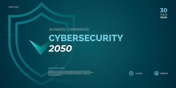 Modern Business conference Cyber security invitation poster template. Abstract geometric background with space for your text. Ideal for web banner, poster vector