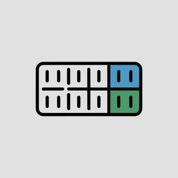 Minimalist Icon Design Featuring a Rectangular Grid with Blue and Green Sections and Vertical Lines vector
