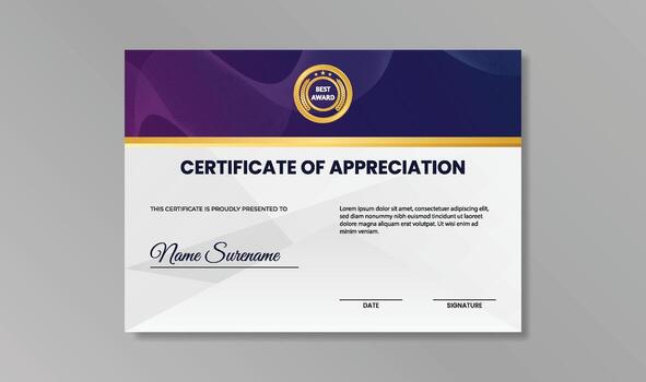 Certificate of appreciation design example vector