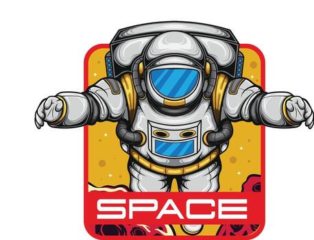 Astronaut in space logo design vector