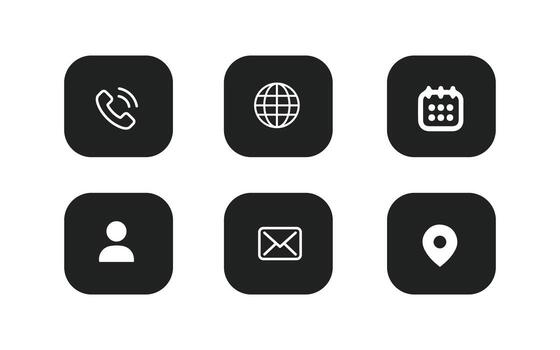 A set of icons that include a phone, calendar, and other items vector