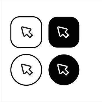 Four black and white buttons with a mouse cursor vector