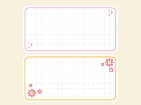 A Set of Cute and Stylized Graphics of Blank Note Frames with Grid Paper vector