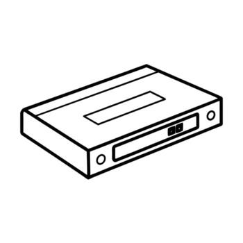 Retro VHS Player Outline Illustration for Nostalgic Design Projects vector