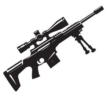 Modern Precision Rifle Weapon with Scope and Bipod Silhouette Art vector