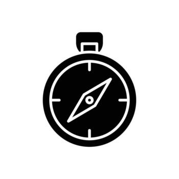 Simple Black and White Compass Icon for Navigation and Direction Use vector