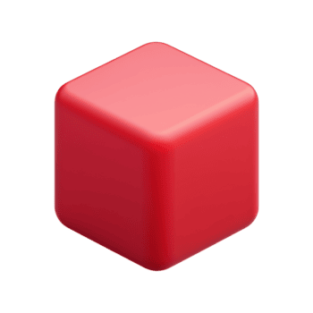 röd 3d kub med avrundad kanter. minimalistisk design och geometrisk form. isolerat på transparent bakgrund png