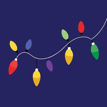 A string of christmas lights on a blue background vector