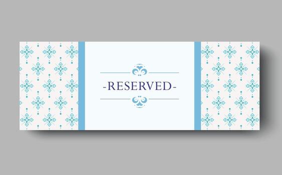 Elegant Ornamental Reserved Sign with Geometric Pattern for Table or Event vector