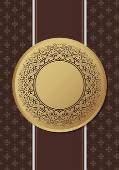 Gold circular design on brown background vector