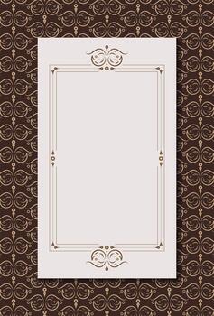 Elegant Ornamental Style Decorative Text Frame on Seamless Pattern Background vector