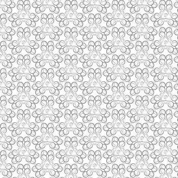 Elegant Ornate Handdrawn Circle Swirl Seamless Pattern on White Background vector