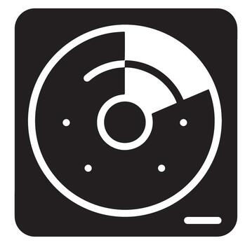 Modern circular data visualization icon in black and white on a square background vector