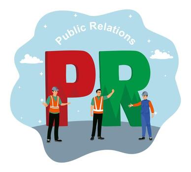 Collaborative teamwork in public relations. vector