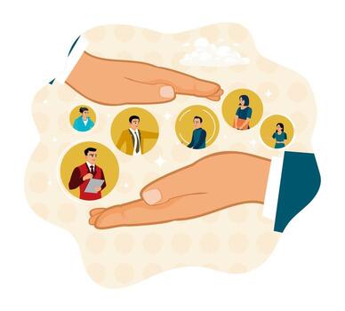 Hands illustrating teamwork and collaboration vector