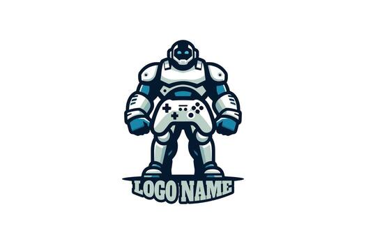 Giant Gamer with Joystick logo design vector