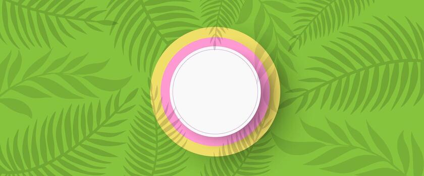 a green background with a circular plate on it vector