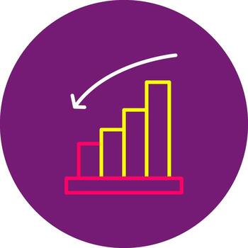 Decrease Flat Icon Decline Reduction Downward Trend Fall vector