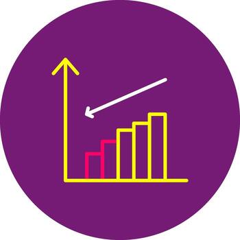 Decrease Line dino color Decline Reduction Downward Trend Fall vector
