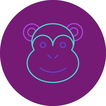 Monkey Line dino color Primate Ape Simian Chimp vector