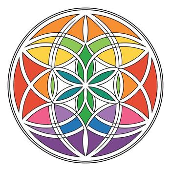 geométrico arco iris mandala con prismático color espectro y intrincado patrones vector