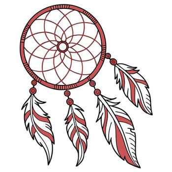 Dreamcatcher tattoo sticker design with feathers and circular elements for customization vector